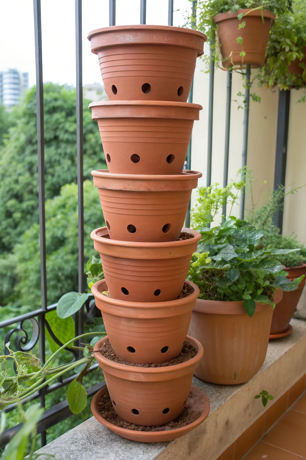 Transform your balcony with a chic Terracotta Tower: the perfect blend of style and sustainability.