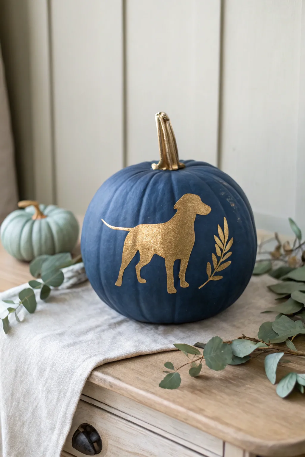 Elevate your fall decor with a chic dog silhouette pumpkin, where minimalist design meets bold elegance.