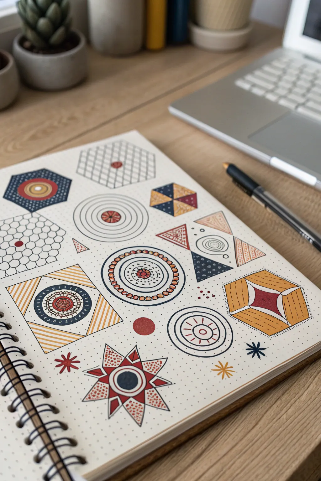 Immerse yourself in the art of geometric doodles – a serene blend of craftsmanship and creativity.