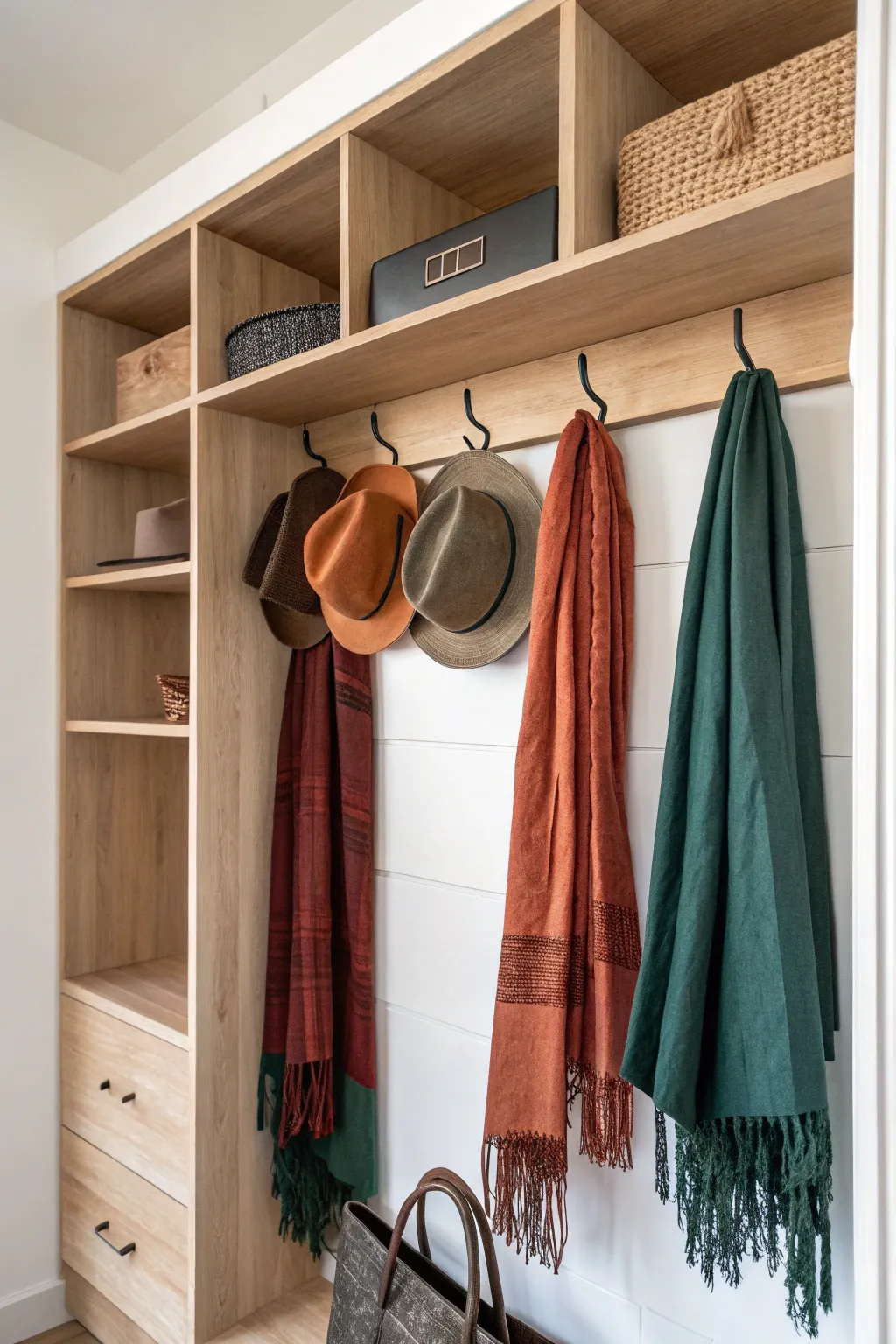 Transform your closet into a stylish storage haven with minimalist organizers. #ScandinavianBoho #StorageSolutions
