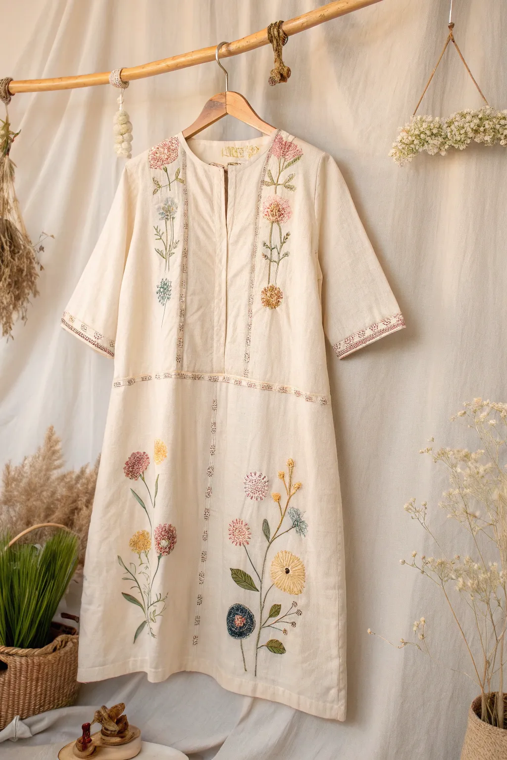 Transform your dress with playful floral patches – where simplicity meets boho elegance.