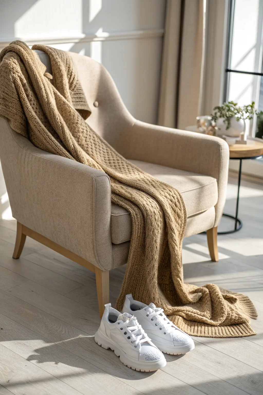 Effortless style meets comfort with the perfect duster cardigan and sneaker pairing.