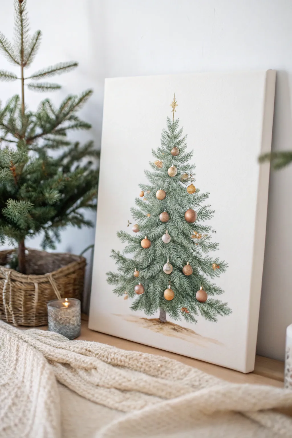 Embrace the simplicity and charm of a handcrafted Christmas tree canvas this holiday season.