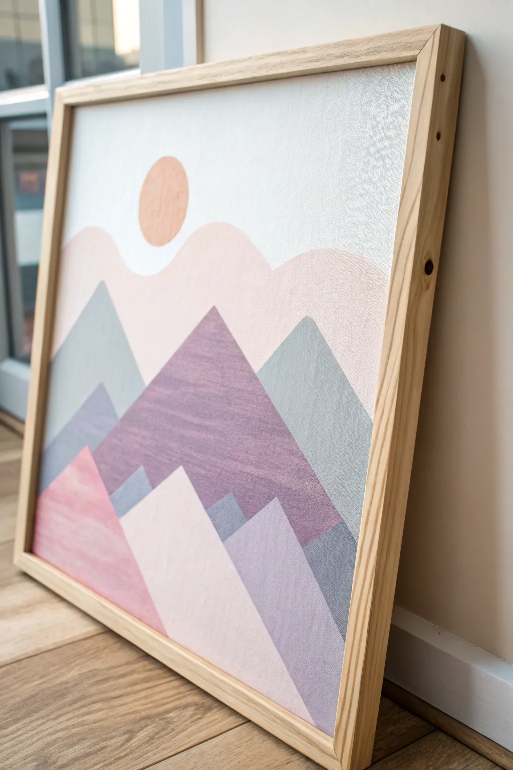 Embrace tranquility with abstract mountains in pastel hues.