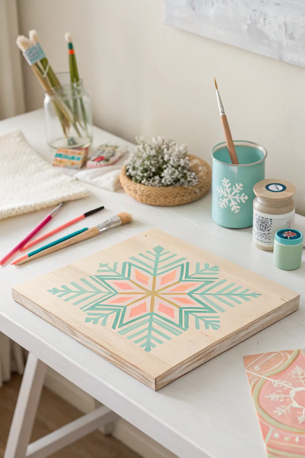 Unveil the magic of winter with the tape resist technique: simple, stunning snowflakes that capture the essence of Scandinavian minimalism!