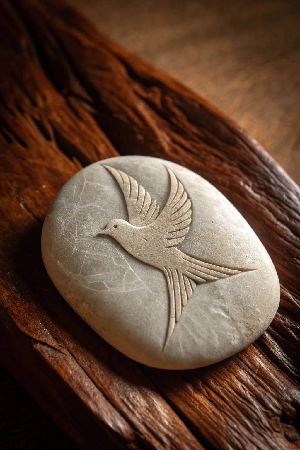 Master the art of simplicity with a stunning stone bird silhouette.