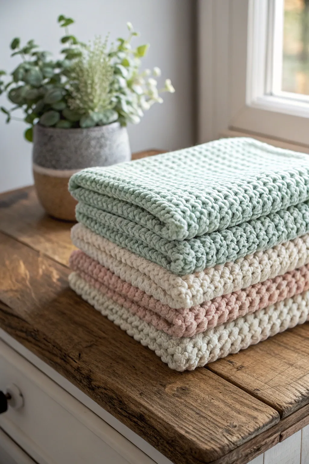 Elevate your kitchen with these charming handmade dishcloths—where simplicity meets elegance.
