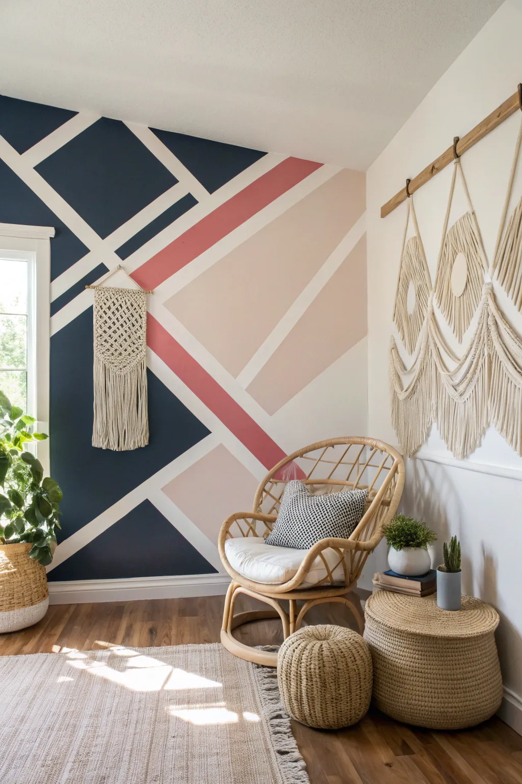 Transform your space with a bold and beautiful accent wall, where Scandinavian simplicity meets boho charm.