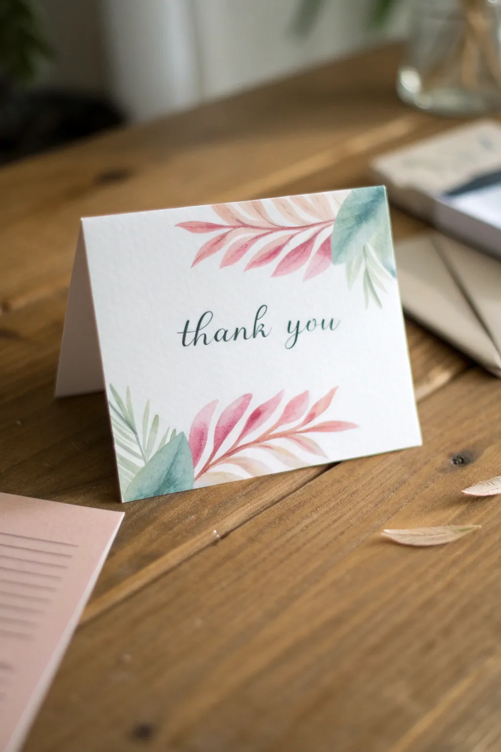 Embrace the beauty of simplicity with this minimalist watercolor thank you card.