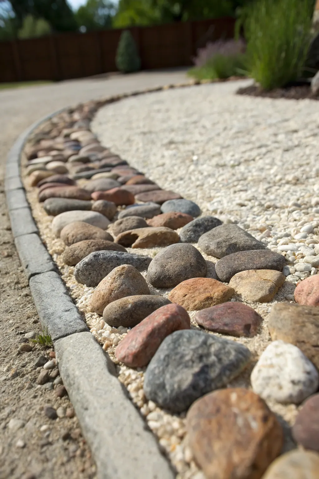 Craft your driveway with timeless charm using natural stone edging.