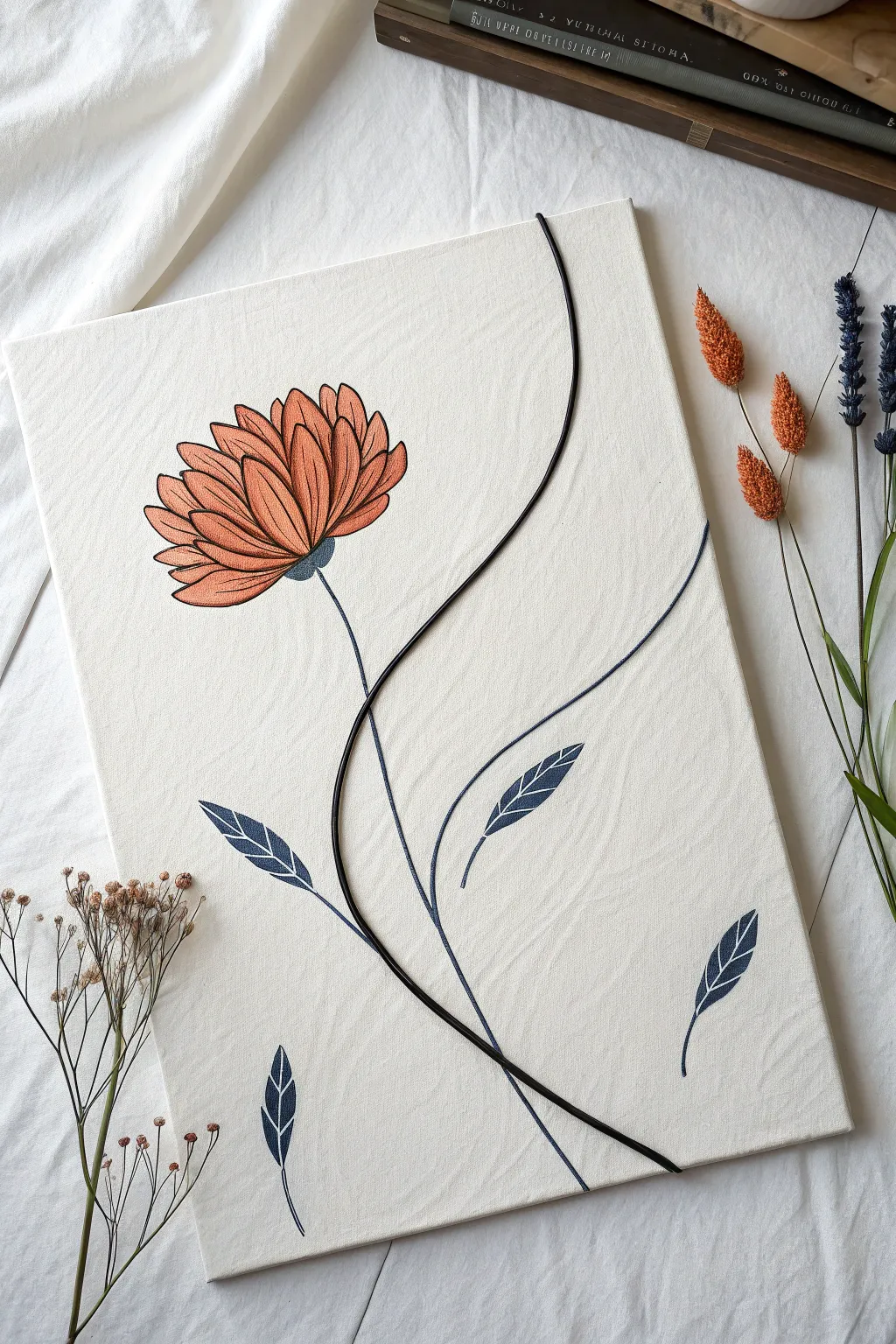 Discover the elegance of minimalism with a bold line guiding you to a burst of boho charm.