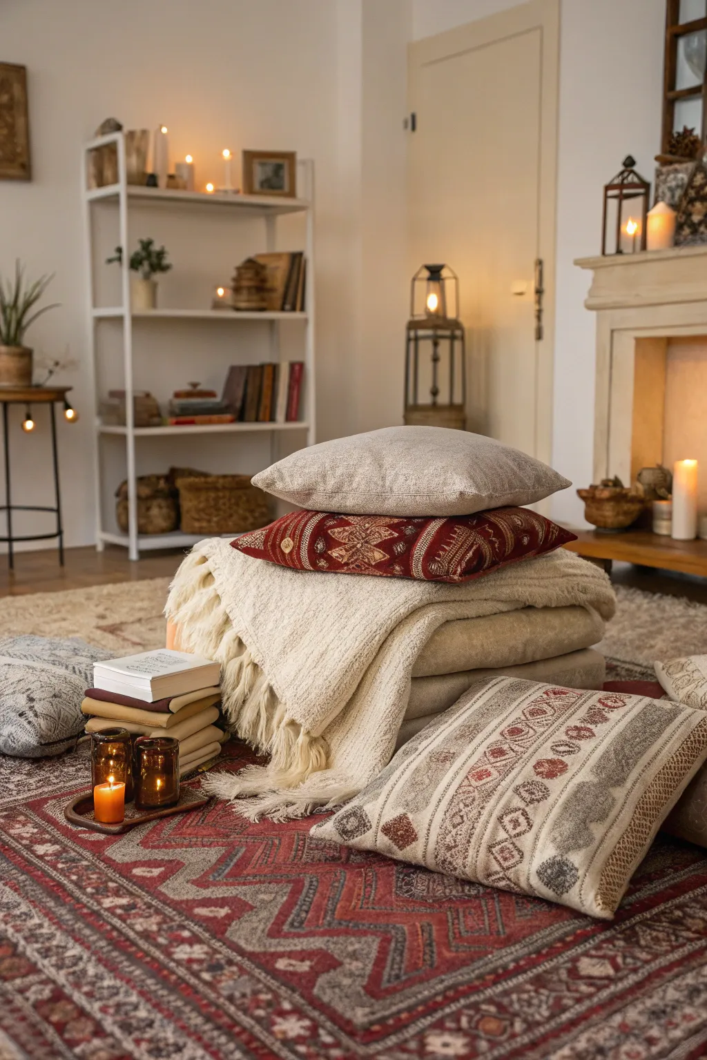 Rich textures create a warm and inviting atmosphere.