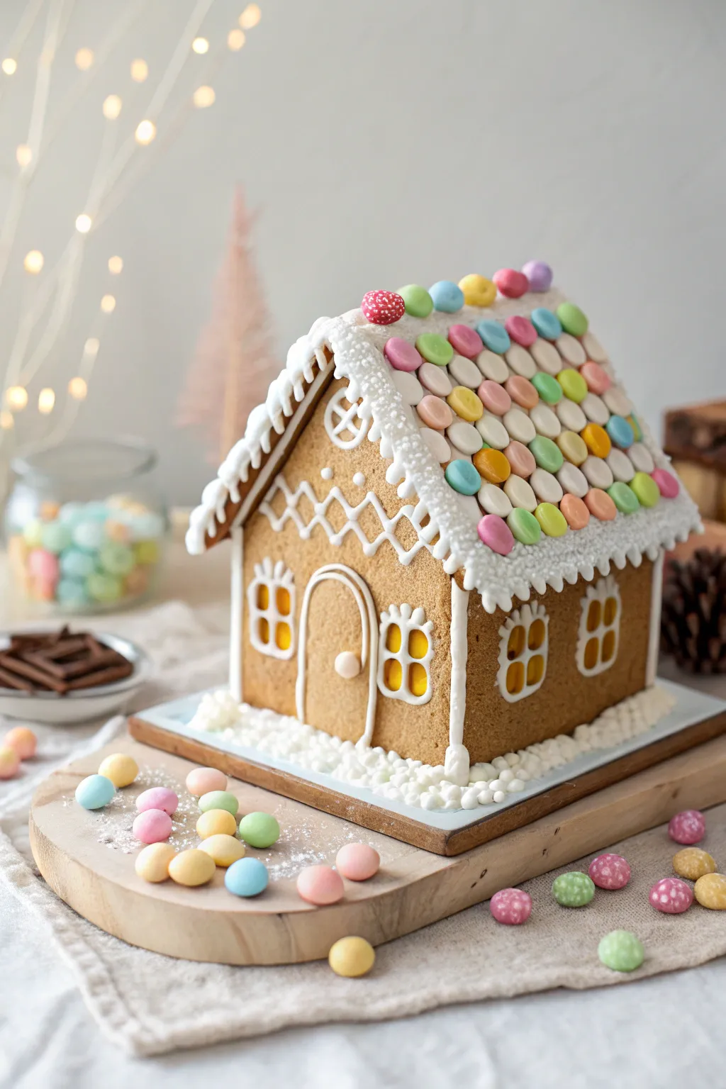 Indulge in a candy wonderland with this minimalist gingerbread masterpiece, where Scandinavian simplicity meets boho charm!