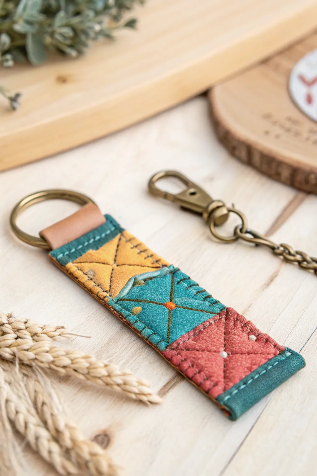 Carry cherished memories wherever you go with this beautifully handcrafted fabric keychain. 🌿✨