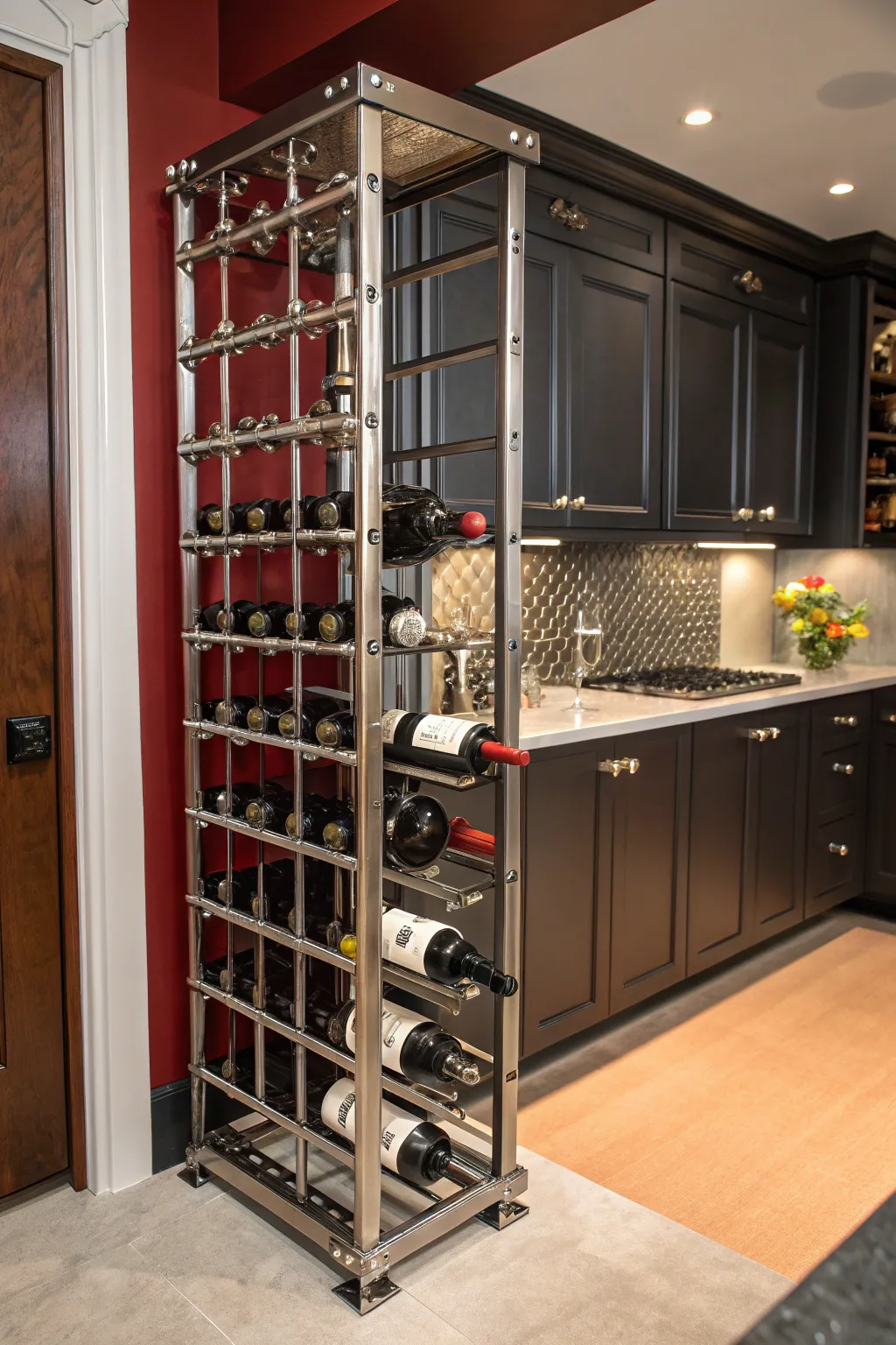 Elevate your wine collection with this bespoke metal wine rack, a fusion of functionality and chic design.