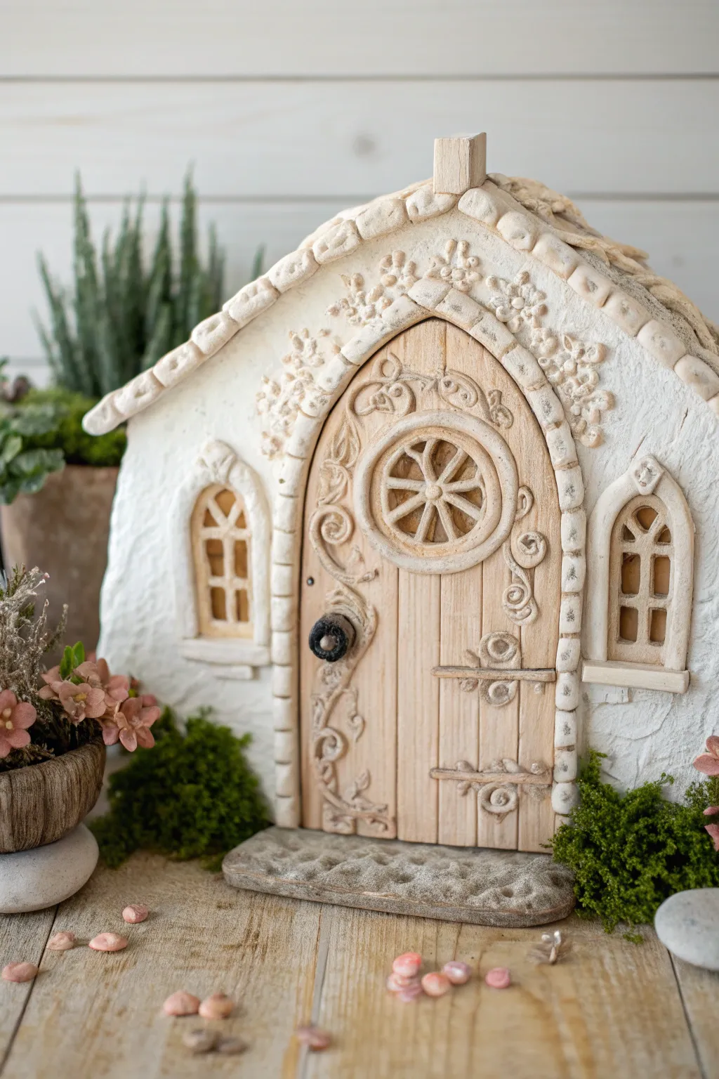 Step into a world of whimsy with this charming miniature fairy door, crafted with love and attention to detail.