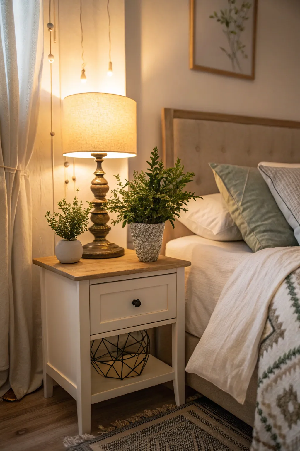 Faux plants can enhance the tranquility of your bedroom.