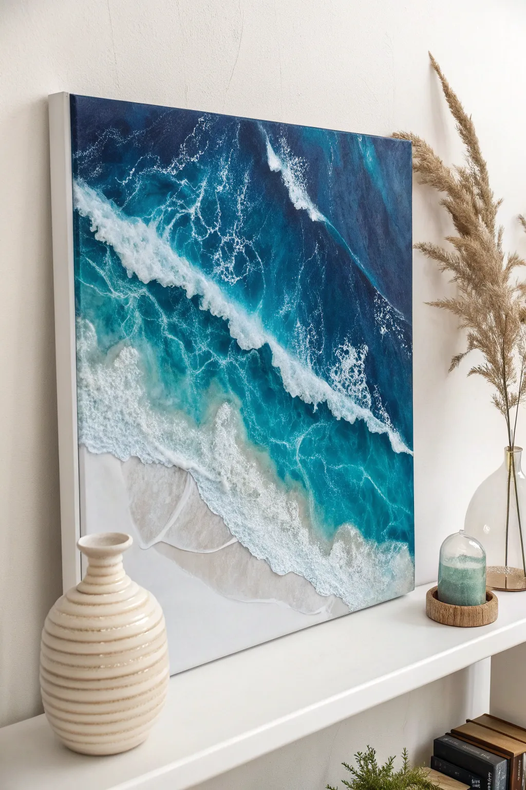 Dive into the waves of creativity with rippled resin art that captures the ocean's beauty.