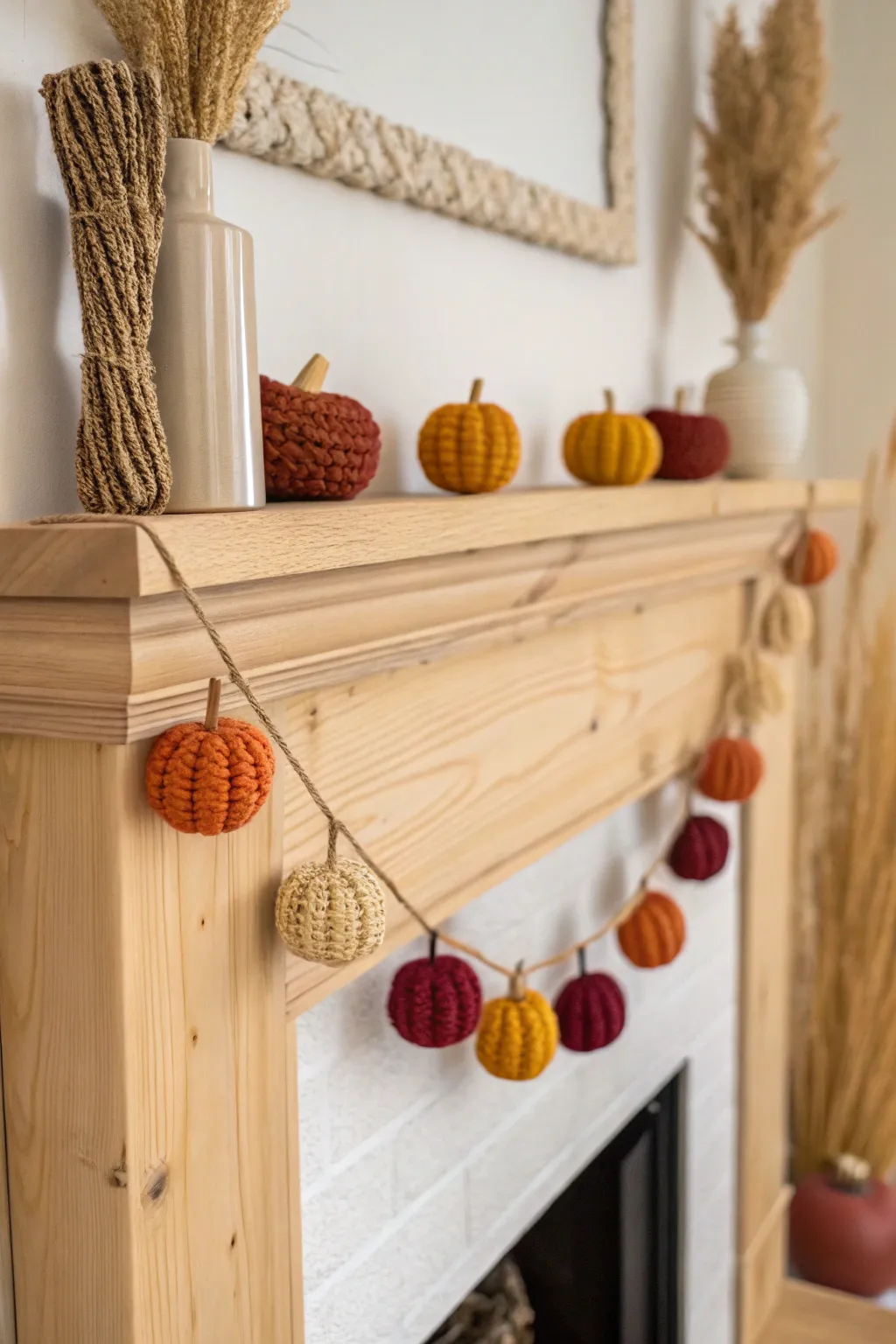 Add a cozy touch to your home with this charming pumpkin garland, perfect for infusing your space with autumnal warmth and handcrafted elegance.