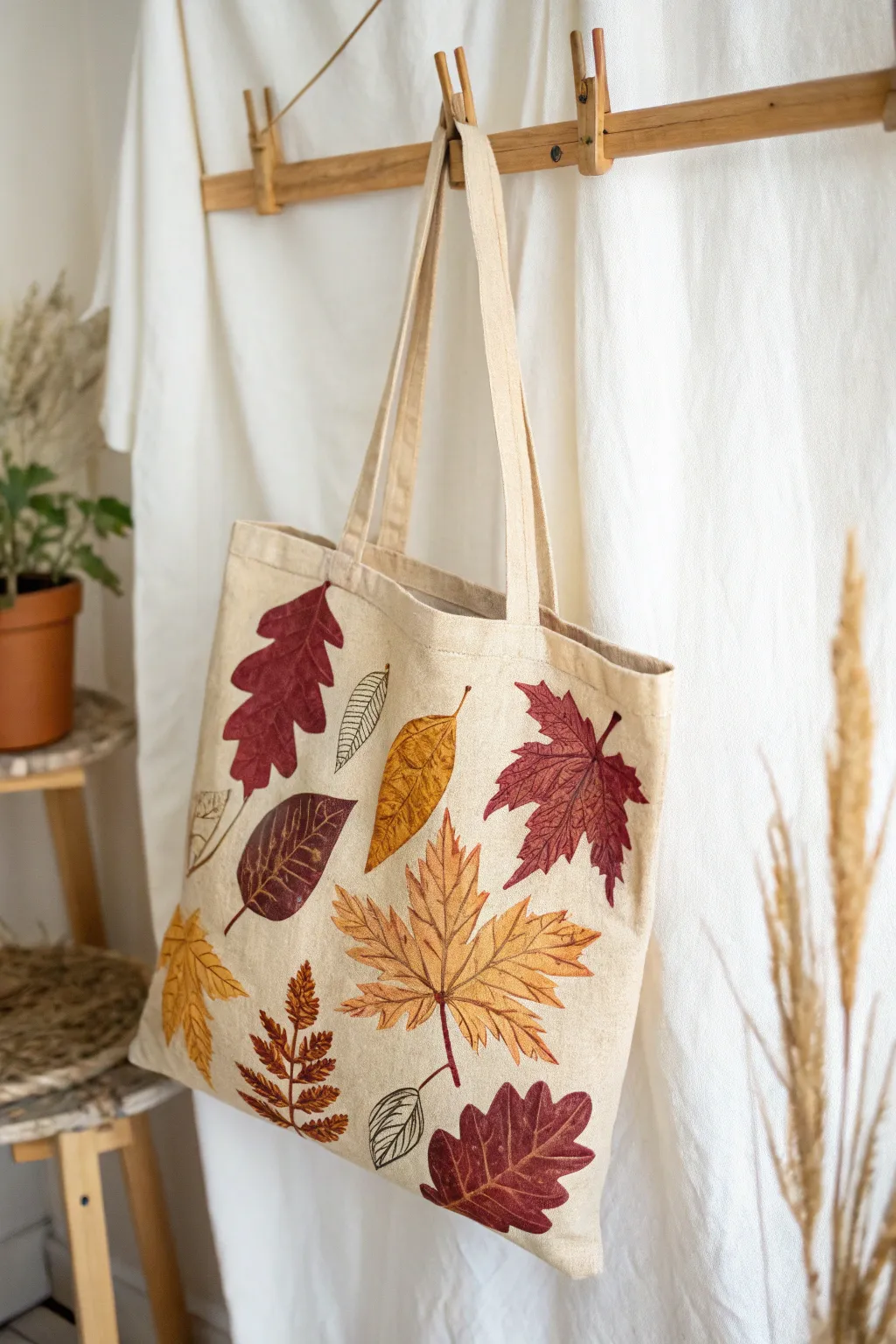 Elevate your style with nature's artistry—pressed leaf tote bags for the perfect fall accessory.