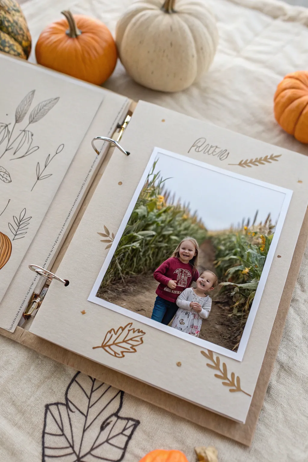 Capture the joy of fall with a minimalist scrapbook layout inspired by the whimsy of a harvest festival.