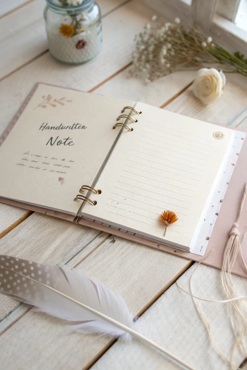 Capture the essence of family memories with personal handwritten notes in your minimalist scrapbook.