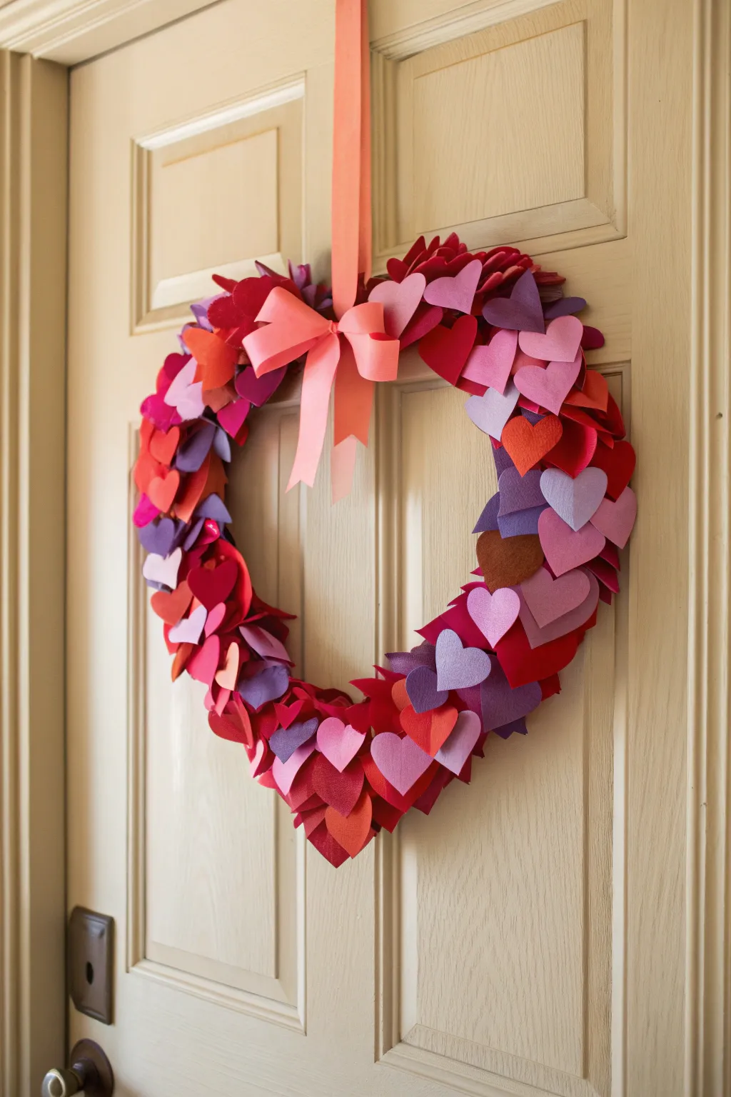 Celebrate love and creativity with a handcrafted Valentine's Day wreath, bursting with color and charm!