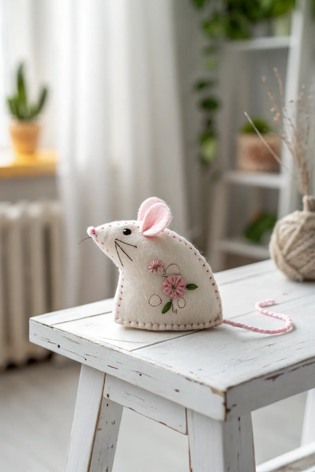 Handcrafted joy: A charming felt mouse to enchant little hearts.