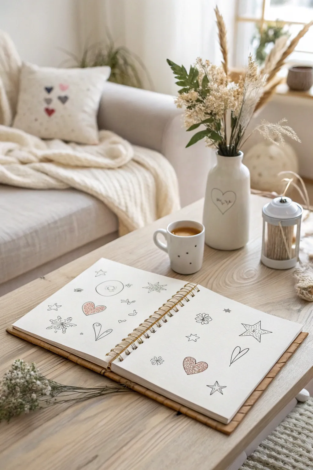 Crafting Memories: Minimalist scrapbook page adorned with whimsical stickers to capture the essence of your first date.