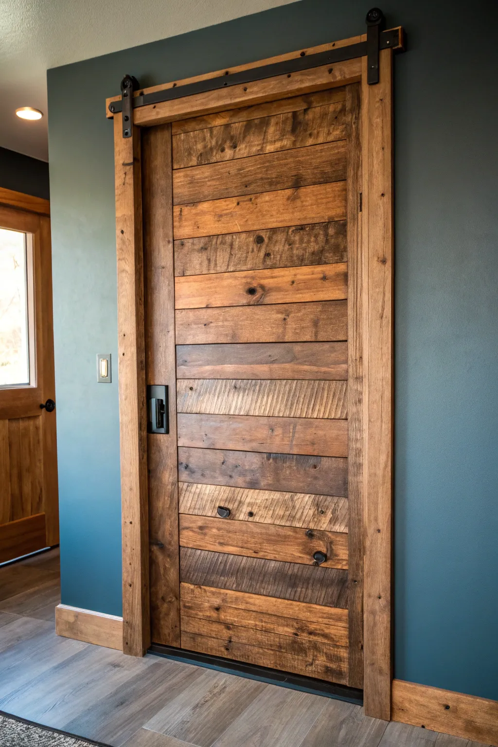 Transform your space with rustic charm: Reclaimed wood door makeover.