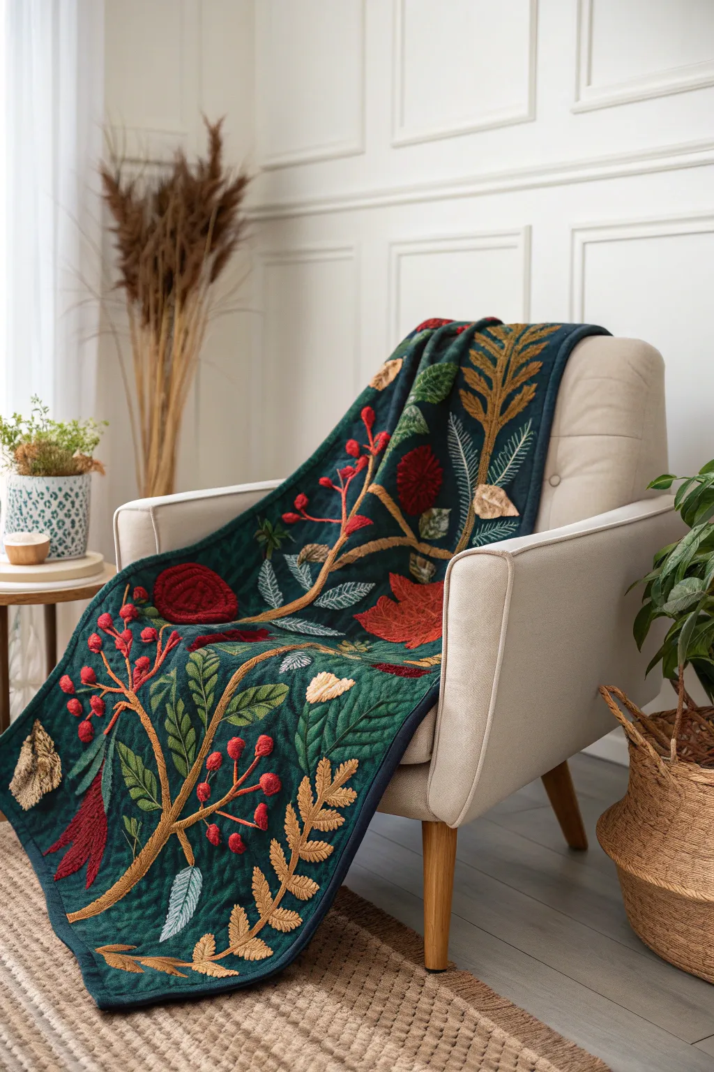 Wrap yourself in warmth and style with a nature-inspired fleece quilt that adds a splash of color to any minimalist space.
