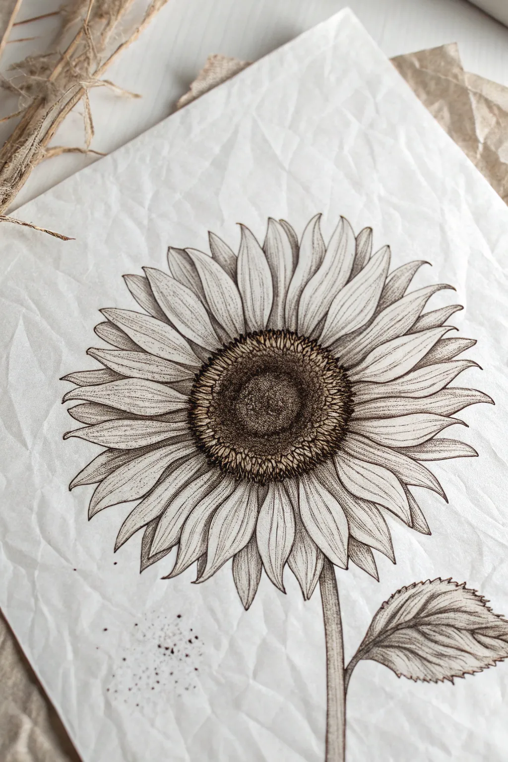 Embrace the charm of a sunflower sketch, where simplicity meets elegance in every petal.