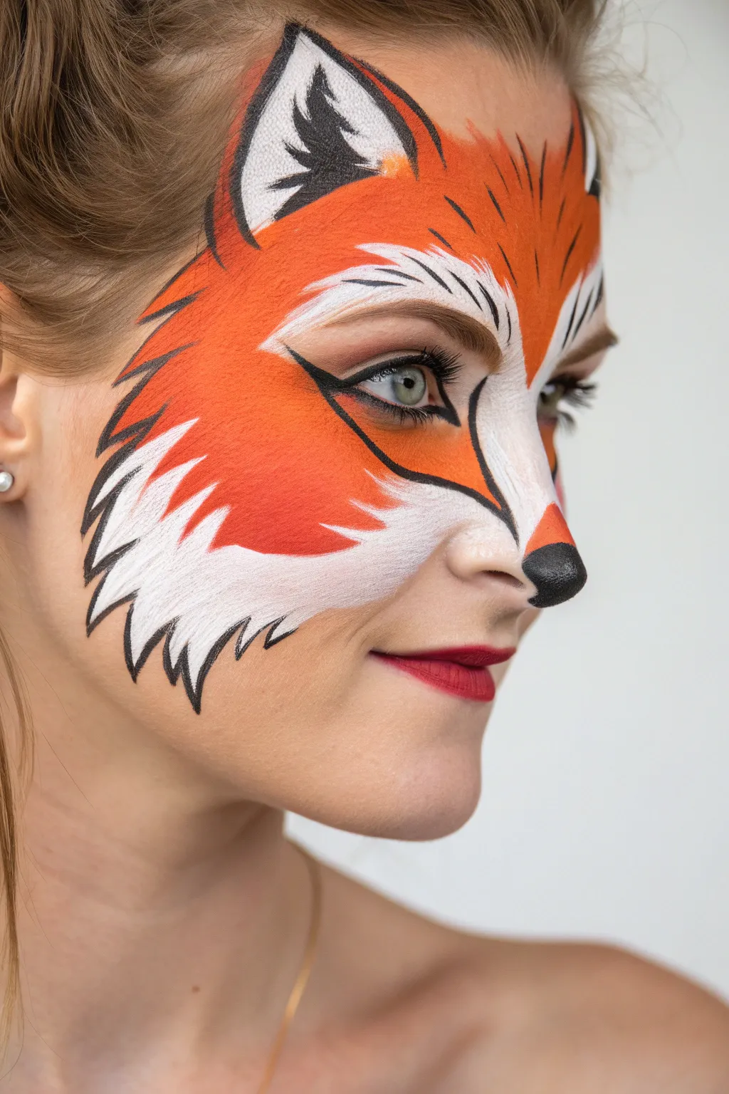 Unleash your inner fox with a stunning face paint transformation. 🌿✨