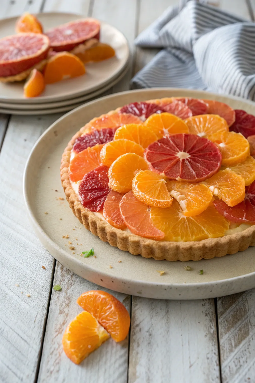 Embrace the artistry of a citrus sunburst tart - where simplicity meets vibrant elegance.