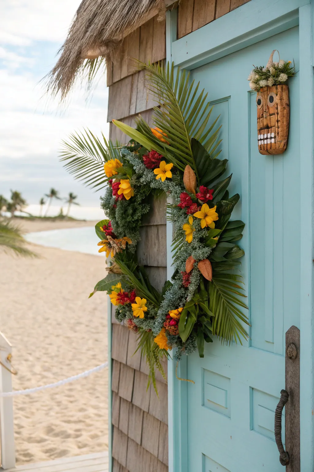 Bring vacation vibes home with a tiki wreath.