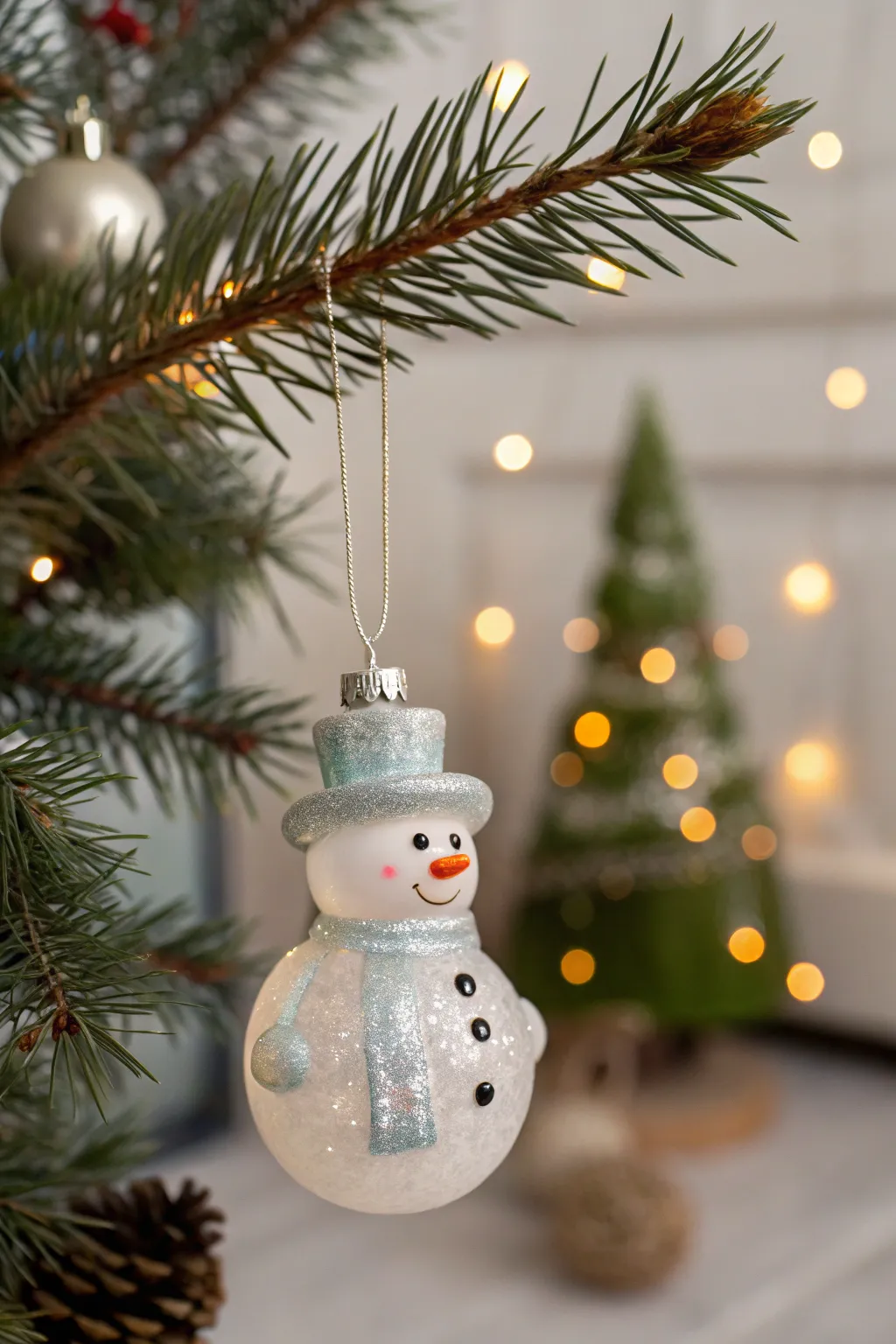 Bring a smile to your holiday decor with this charming fused glass snowman ornament, a perfect blend of playfulness and elegance.