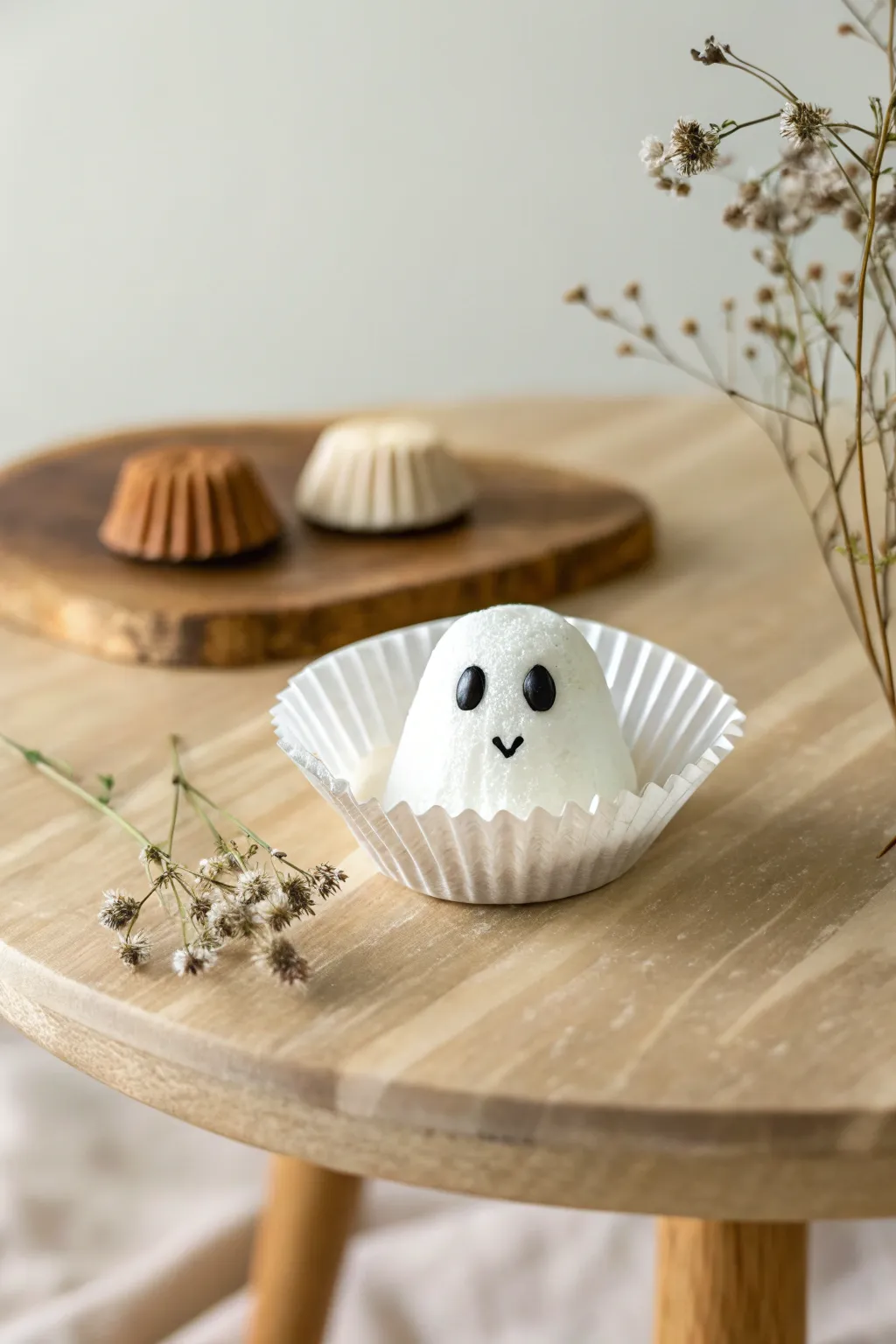 Elevate your snack table with these charming cupcake liner ghosts—where minimalist beauty meets playful craftsmanship!