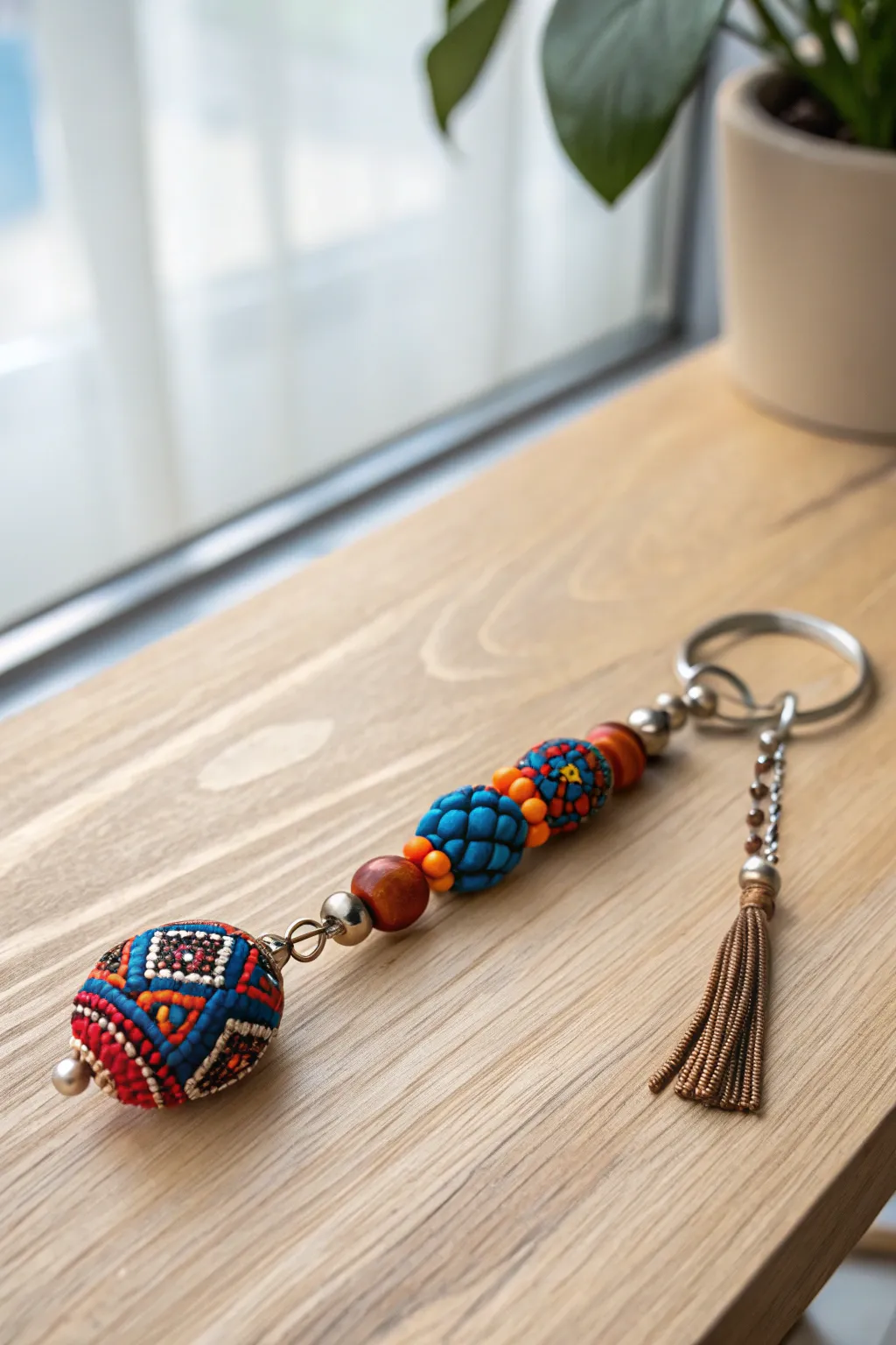 A pop of color and creativity in a handmade beaded keychain - perfect for little hands and big imaginations!