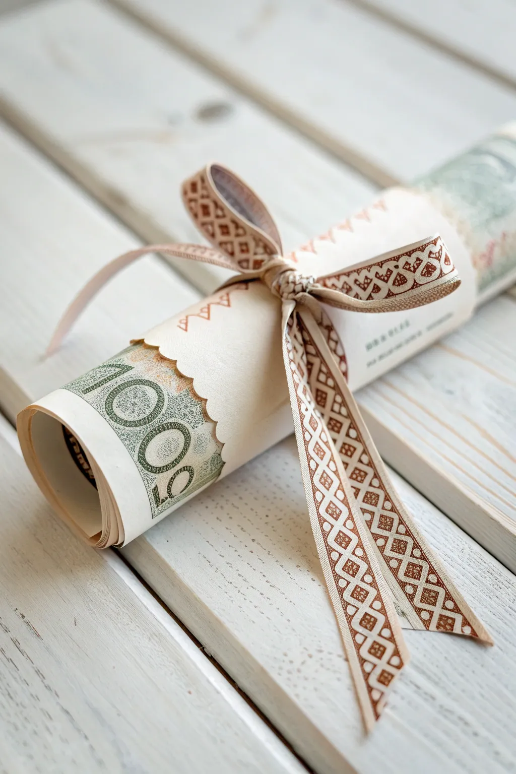 Transform ordinary banknotes into a unique Money Scroll gift, combining elegance and craftsmanship.