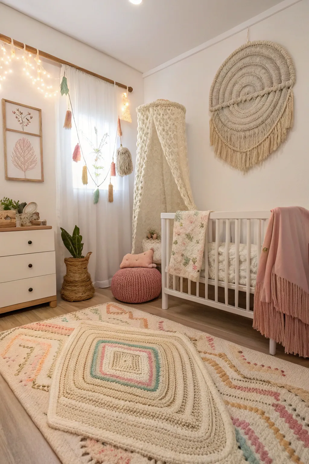 Textures add warmth and interest to this nursery space.