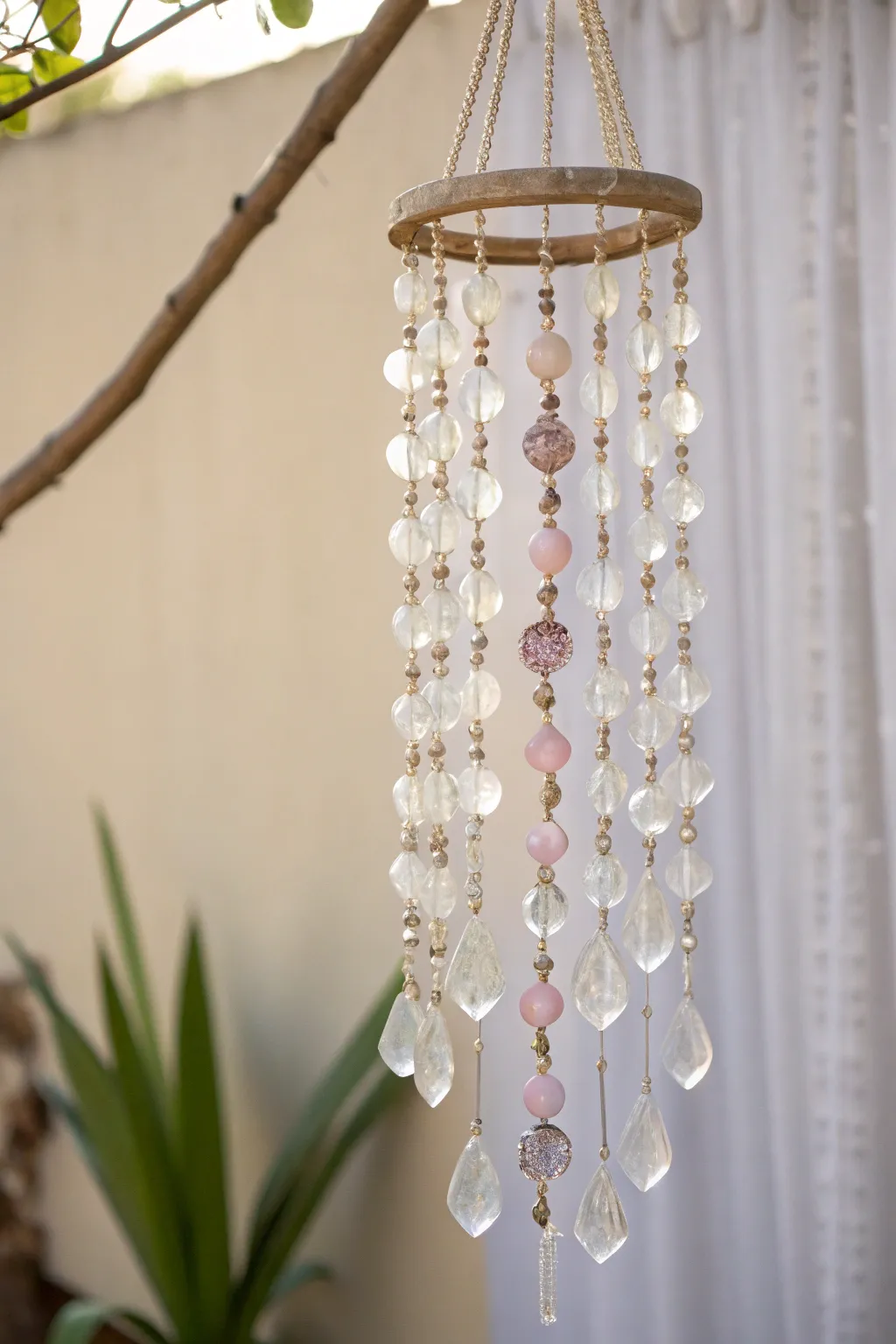 A Symphony of Colors: Experience the serene blend of sound and vibrant hues with this glass bead wind chime.