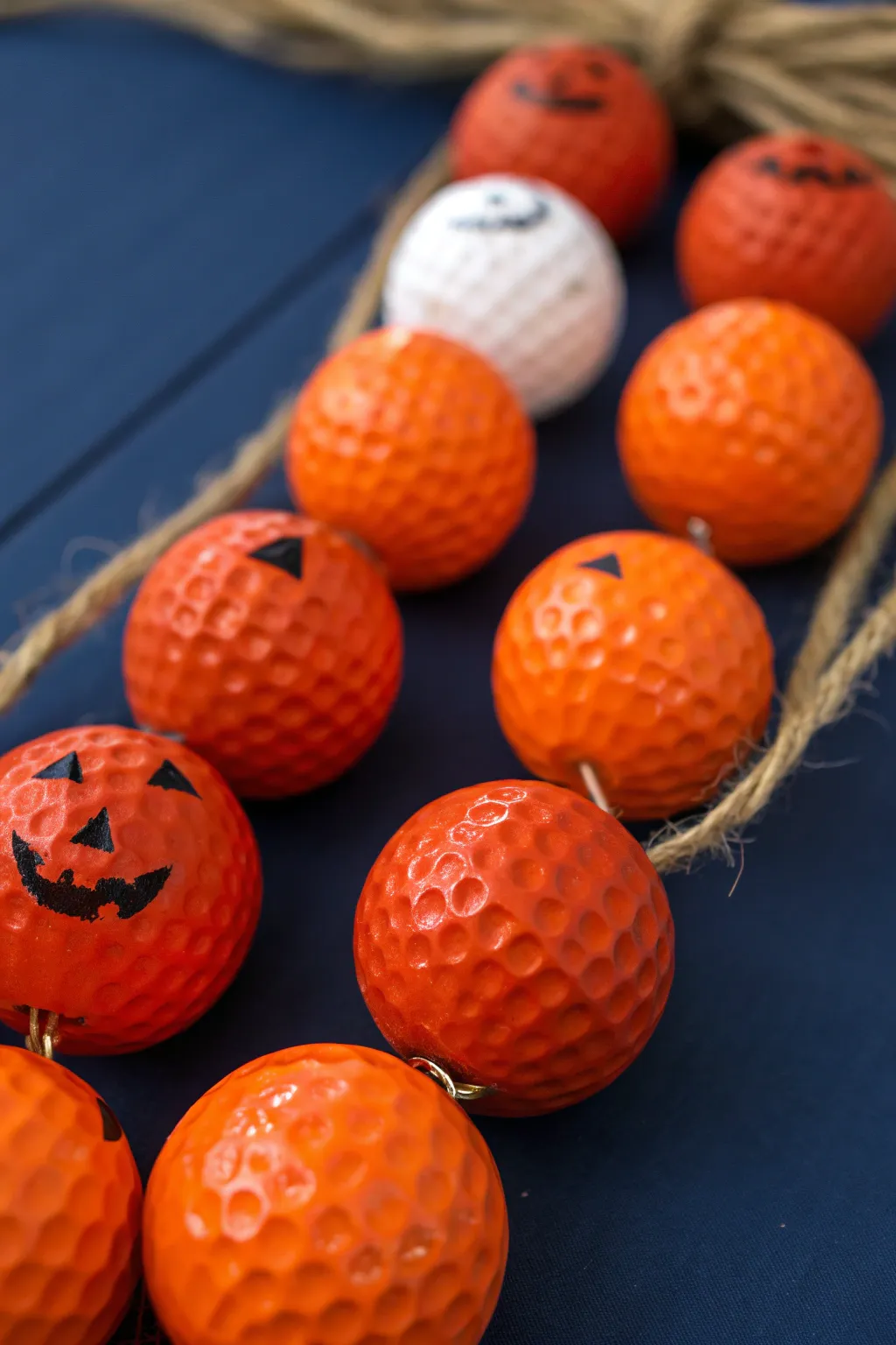 Elevate your autumn decor with a handcrafted Golf Ball Pumpkin Garland that combines creativity with craftsmanship!