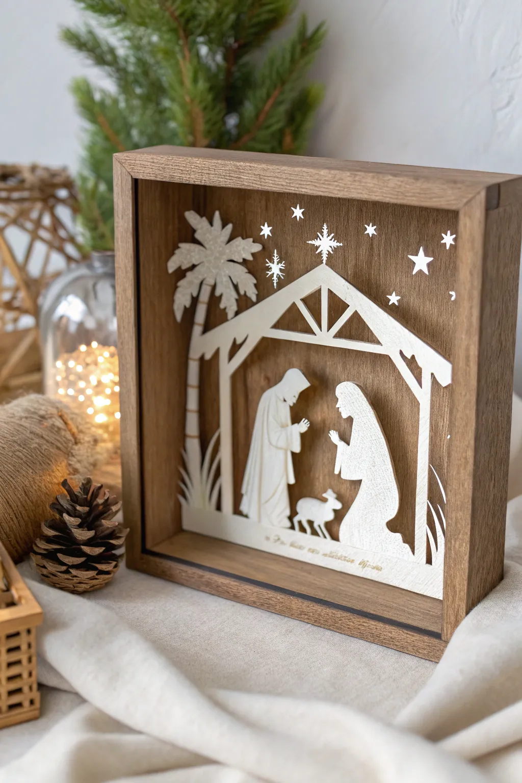 Embrace the season with this stunning Nativity Scene shadow box, where simplicity meets artistry.