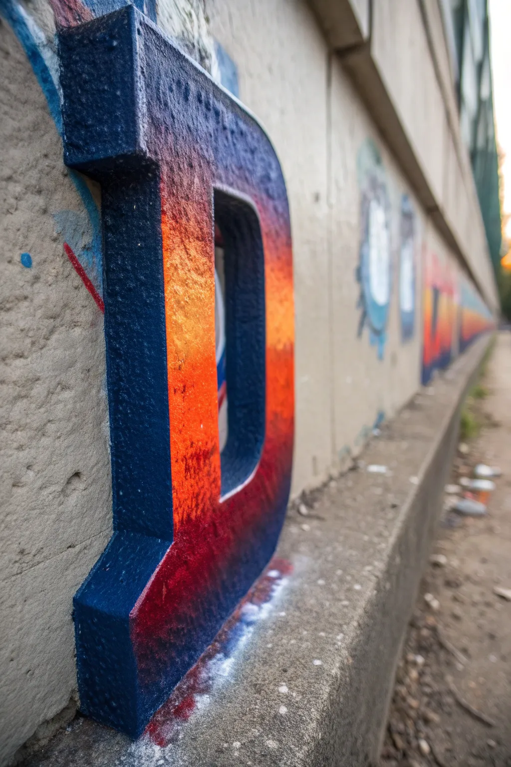 Mastering the art of gradient: a bold graffiti letter that commands attention.