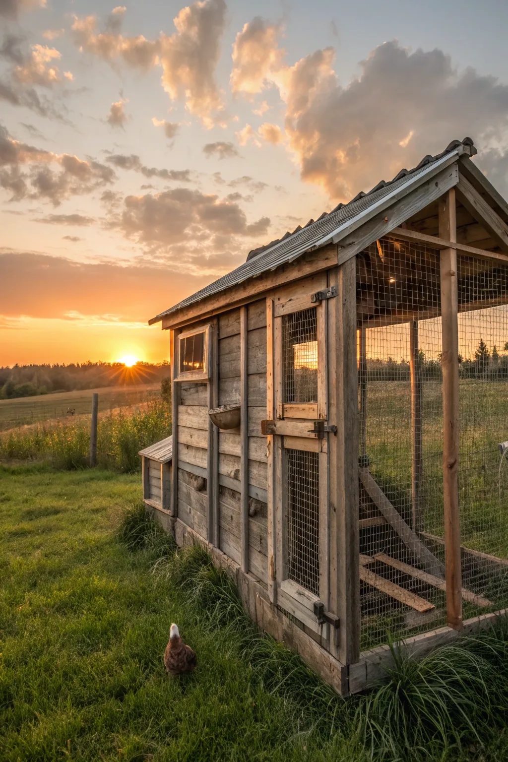 Discover the timeless charm of a rustic wood and wire guinea hen coop, where craftsmanship meets countryside elegance.