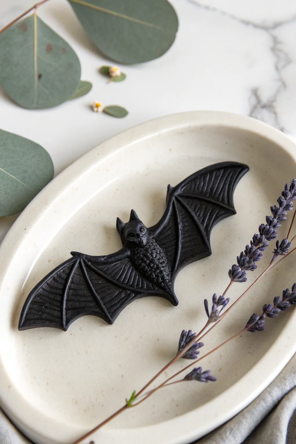 Elevate your Halloween decor with the charm of handcrafted bat-shaped soap — where eerie meets elegant.