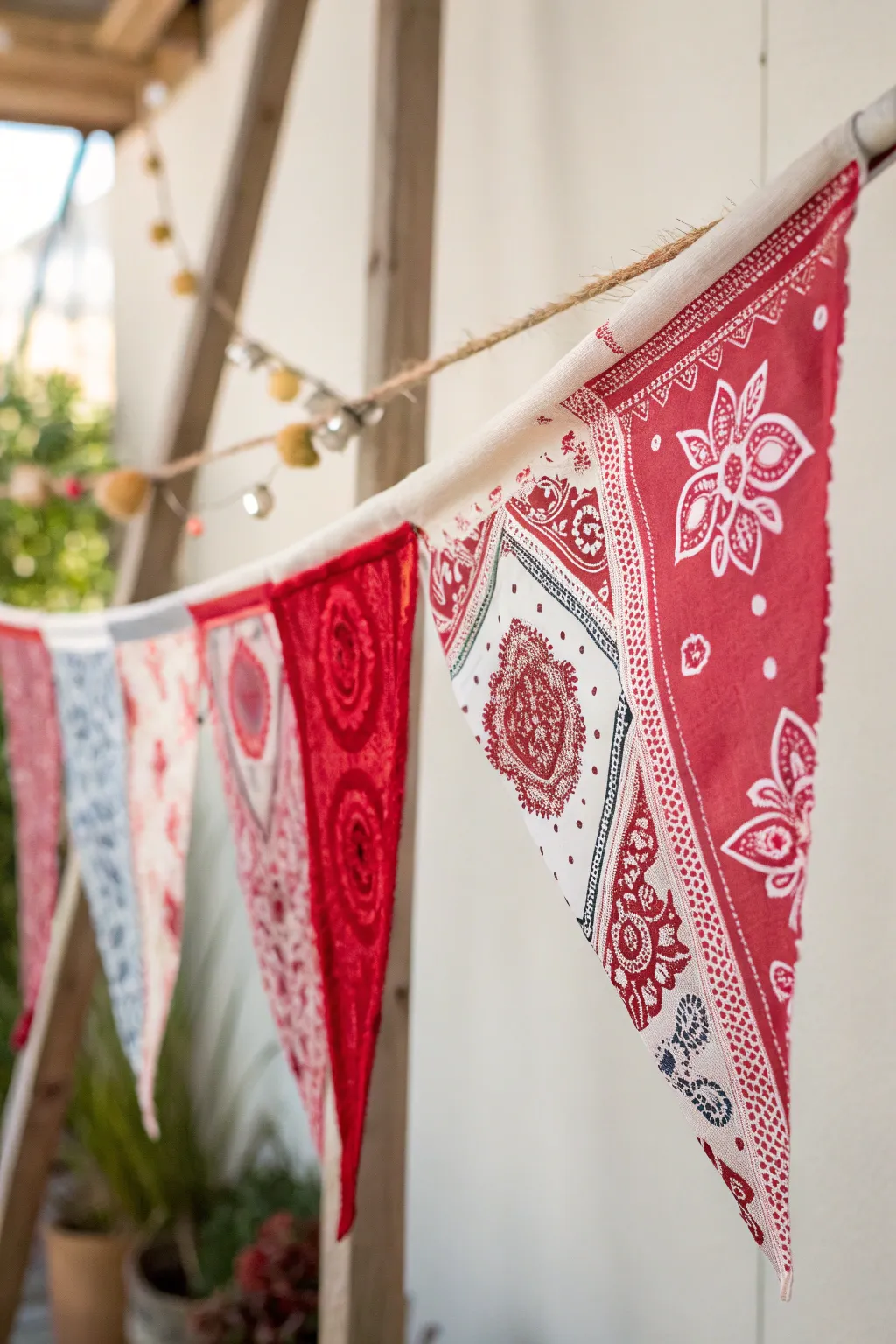 Add a touch of whimsy to your home with a handmade handkerchief bunting.