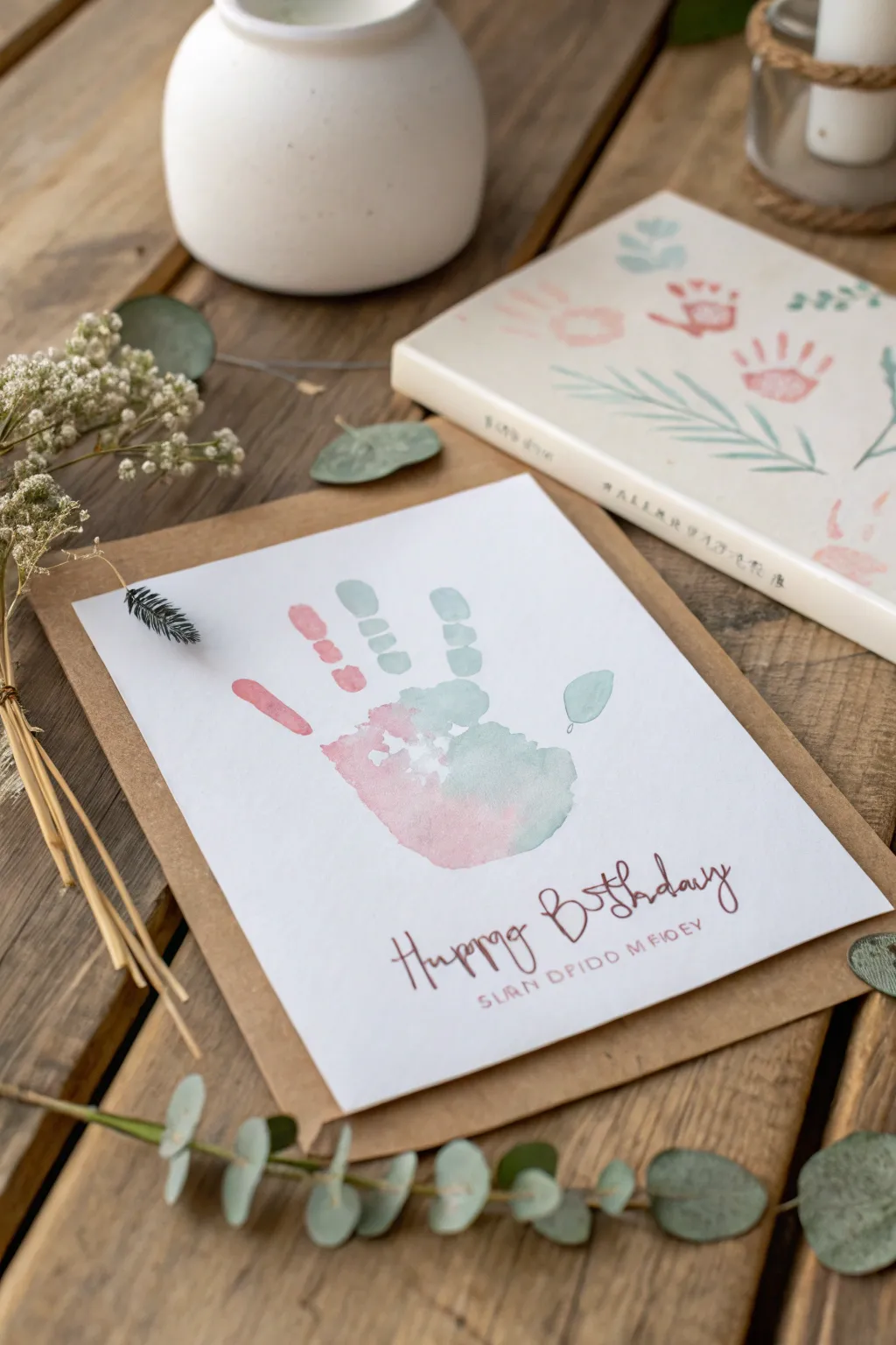 Capture the magic of tiny hands with this charming handprint keepsake card, perfect for a heartfelt gift.