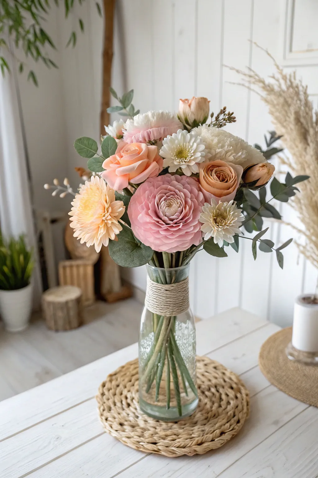 Handcrafted Elegance: Timeless Paper Flowers in a Scandinavian-Boho Fusion.