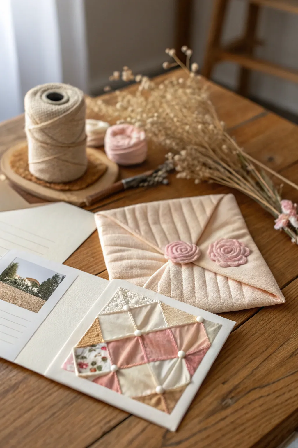 Weave love into your letters with these fabric-inspired handmade postcards. ✨